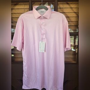 Collars & Co. Semi-Spread Collar Polo in Pink Gingham. Brand New! Mens Size L.